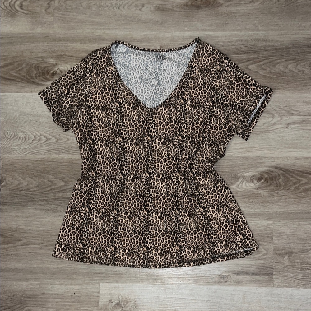 rue+ Leopard Print Women's Top 2X